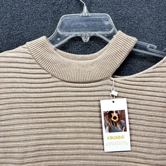 KIRUNDO Sweater Womens Small Cream Long Sleeves Casual Cold Shoulder - Picture 3 of 13